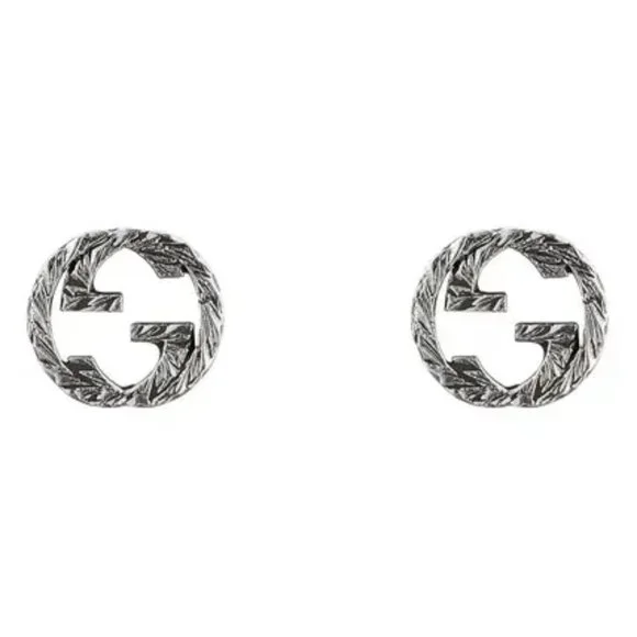 Gucci NWT Authenctic Interlocking G Silver Stud Earrings - Picture 1 of 5